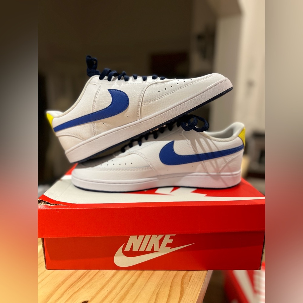 Nike Court Vision Low NBA Warriors White Hyper Royal DM1187-102 Men's 11